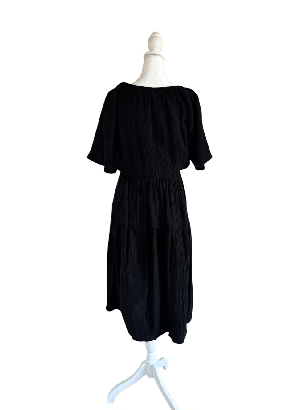 Nation LTD BOHO 100% Cotton Gauze Black Dress XS